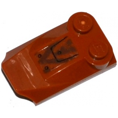 dark orange slope curved 3 x 2 x 2 3 with 2 studs wing end with tiger stripes and rivets pattern sticker - set 70220