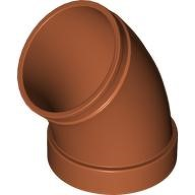 dark orange cylinder tube curved 45 degrees