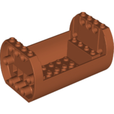 dark orange cylinder 6 x 10 x 4 1 3 with open sides and pin holes