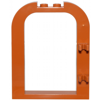 dark orange door frame 1 x 6 x 6 curved top with 1 x 2 cutout and clips
