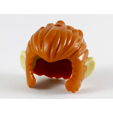 dark orange minifigure hair and sideburns swept back with molded tan ears pattern