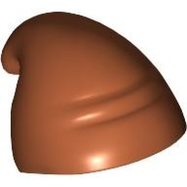 dark orange minifigure headgear slouch hat dwarf gnome with tip facing backwards creases at front and back