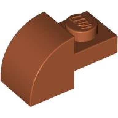 dark orange slope curved 2 x 1 with recessed stud