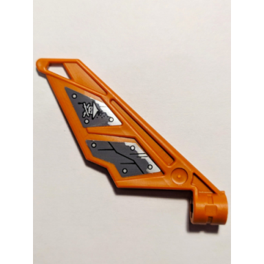 dark orange bionicle wing small tail with axle hole with hull plates and ninja skull with crossed swords pattern model left side stickers - set 70605