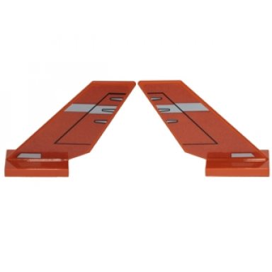 dark orange tail shuttle with two gray stripes and rudder pattern on both sides stickers - set 75176
