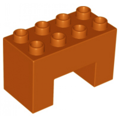 dark orange duplo brick 2 x 4 x 2 with 2 x 2 cutout on bottom