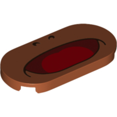 dark orange tile round 2 x 4 oval with black nostrils dark red wide open mouth with red tongue pattern super mario boss sumo bro lower face