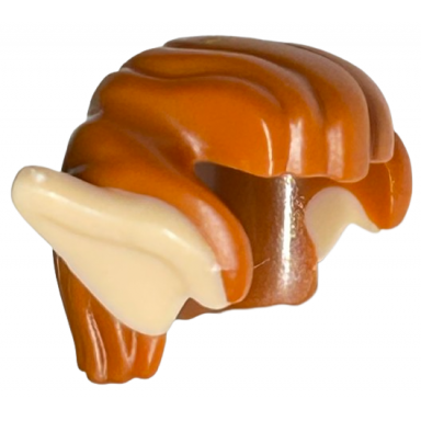 dark orange minifigure hair short swept back with molded light nougat elf goblin orc ears pattern