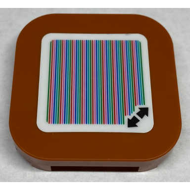 dark orange tile modified 4 x 4 with rounded corners and 4 feet with super mario scanner code double arrows pattern sticker - set 71380