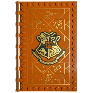 dark orange tile modified 10 x 16 with studs on edges and bar handles with hogwarts transfiguration class pattern