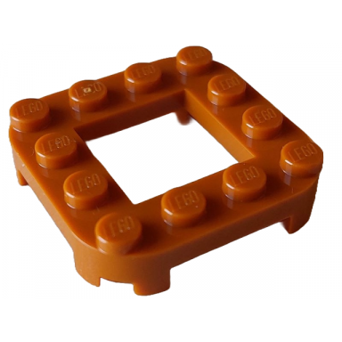 dark orange plate modified 4 x 4 with rounded corners 4 feet and 2 x 2 cutout