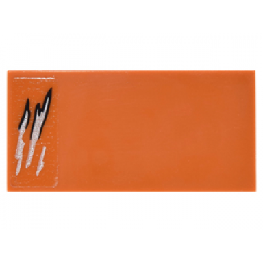 dark orange tile 2 x 4 with black and silver scratches pattern sticker - set 76050