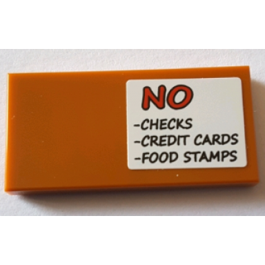 dark orange tile 2 x 4 with no -checks -credit cards -food stamps pattern sticker - set 71016