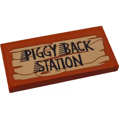 dark orange tile 2 x 4 with piggy back station pattern sticker - set 75824