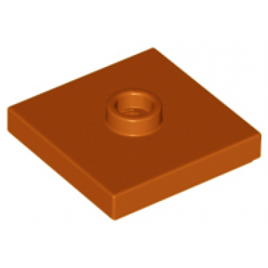 dark orange plate modified 2 x 2 with groove and 1 stud in center jumper