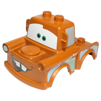 dark orange duplo car body 2 top studs truck with cars tow mater red tongue pattern
