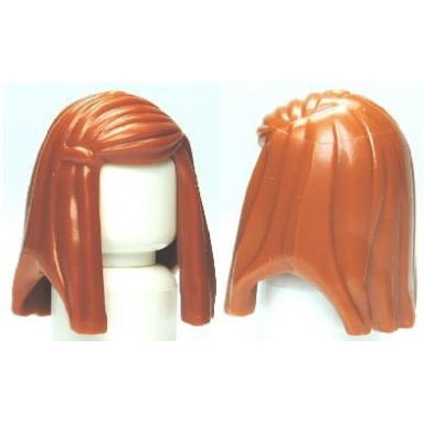 dark orange minifigure hair female long straight with left side part