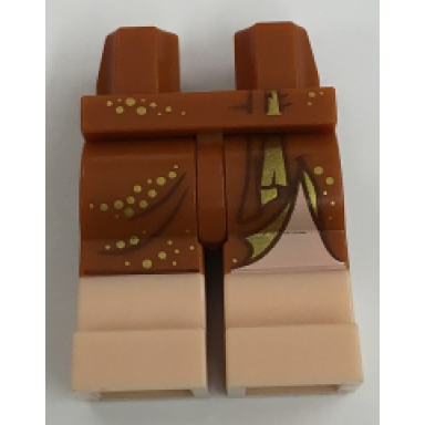 dark orange hips and legs with molded light nougat lower legs boots and printed gold dots and trim on skirt pattern