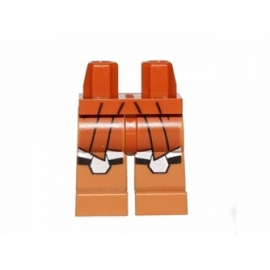 dark orange hips and medium nougat legs with jedi robe and white leg armor plates pattern