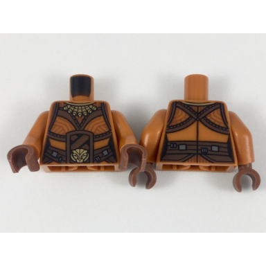 dark orange torso female gold necklace and lion head belt buckle reddish brown belt and trim pattern dark orange arms reddish brown hands