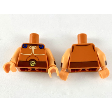 dark orange torso greek armor blue clasps white trim and reddish brown belt pattern nougat arms with dark brown cuff pattern nougat hands