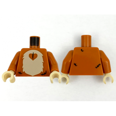 dark orange torso tan stomach and chest fur and dark orange heart pattern dark orange arms tan hands