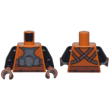 dark orange torso sw dark silver armor plates with dark brown back straps and reddish brown sash pattern black arms reddish brown hands