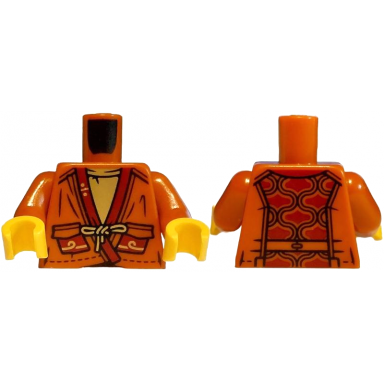 dark orange torso robe with dark red pockets and trim over gold shirt pattern dark orange arms yellow hands