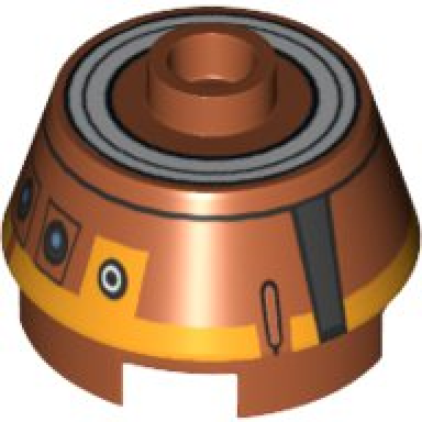dark orange cone 2 x 2 truncated with sw c1-10p astromech droid printed top pattern