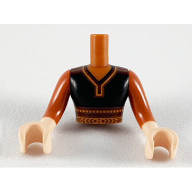 dark orange torso mini doll man shirt with black sweater pattern light nougat arms with hands with dark orange sleeves