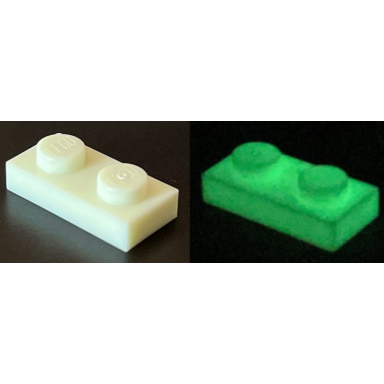 glow in dark white plate 1 x 2