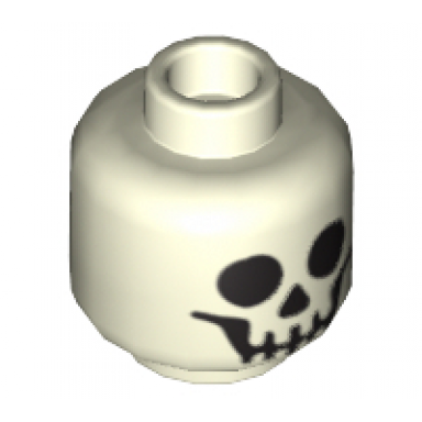 glow in dark white minifigure head with black standard skull pattern