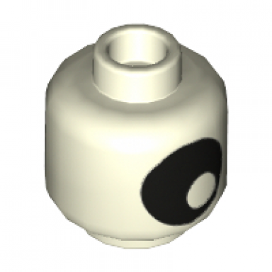 glow in dark white minifigure head without face with large black eye with pupil pattern