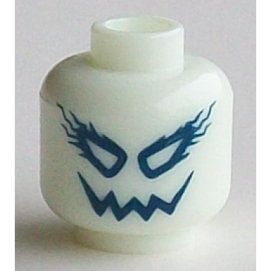 glow in dark white minifigure head alien with open eyes with streaking veins and jagged smile pattern ultra agents electrolyzer