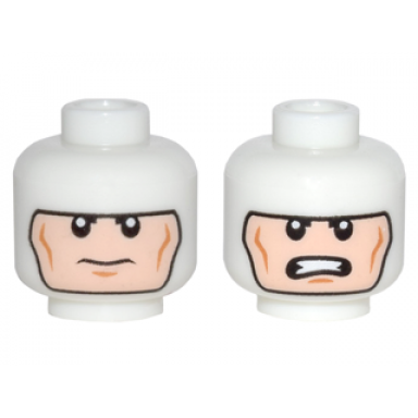 glow in dark white minifigure head dual sided balaclava cheek lines frown clenched teeth batman pattern