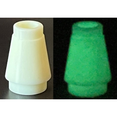 glow in dark white cone 1 x 1 with top groove