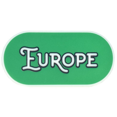 glow in dark white tile round 2 x 4 oval with black outline europe on green background pattern