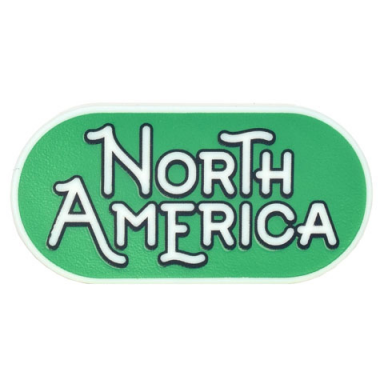 glow in dark white tile round 2 x 4 oval with black outline north america on green background pattern