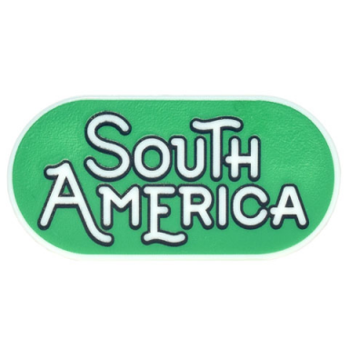 glow in dark white tile round 2 x 4 oval with black outline south america on green background pattern