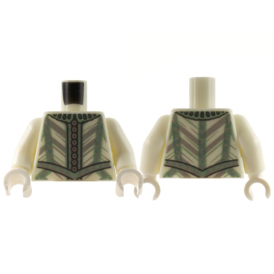 glow in dark white torso doublet silver buttons sand green stripes and trim pattern glow in dark white arms white hands