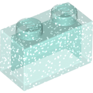 glitter trans-light blue brick 1 x 2 without bottom tube