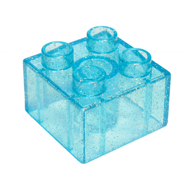 glitter trans-light blue duplo brick 2 x 2