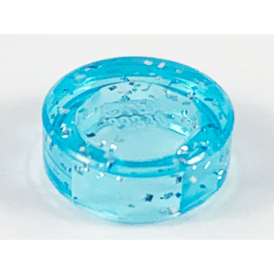 glitter trans-light blue tile round 1 x 1