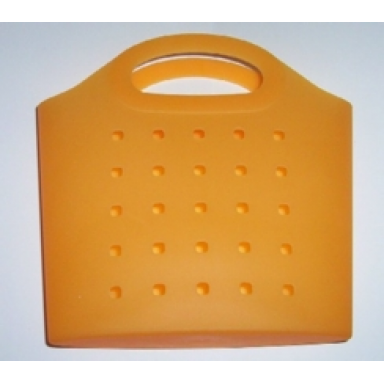 trans-light orange clikits bag tote with 25 holes and rounded handles