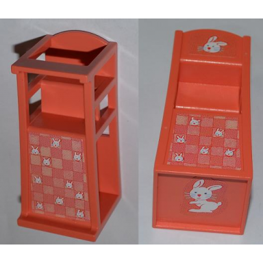 salmon scala chair - baby highchair with white bunny rabbits pattern stickers - set 3241