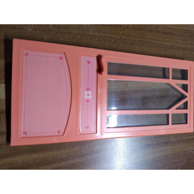 salmon scala door 10 x 1 x 18 2 3 mullioned with fixed trans-clear glass - top and bottom dimples with leaves flower and lines pattern on both sides stickers - set 3290
