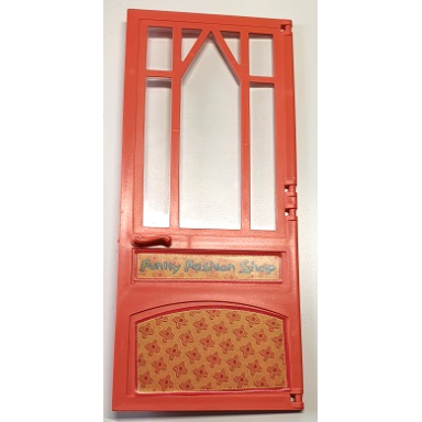 salmon scala door 10 x 1 x 18 2 3 mullioned with fixed trans-clear glass - hinges with funky fashion shop and flowers pattern stickers - set 3118