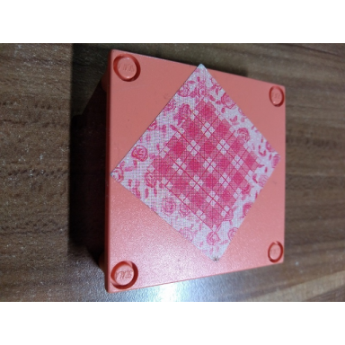 salmon scala platform table 7 x 7 x 1 1 3 with 4 legs with plaid and roses tablecloth pattern sticker - set 3201