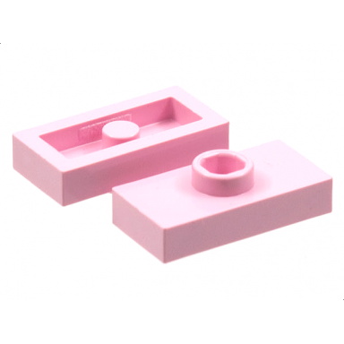 pink plate modified 1 x 2 with 1 stud without groove jumper