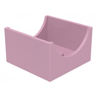 pink container box 4 x 4 x 2 bottom with semicircle cutout ends